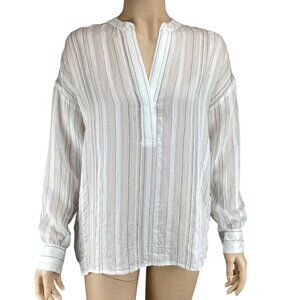 Vince Top Size XS Xsmall White‎ Striped Long Sleeve Blouse Lightweight